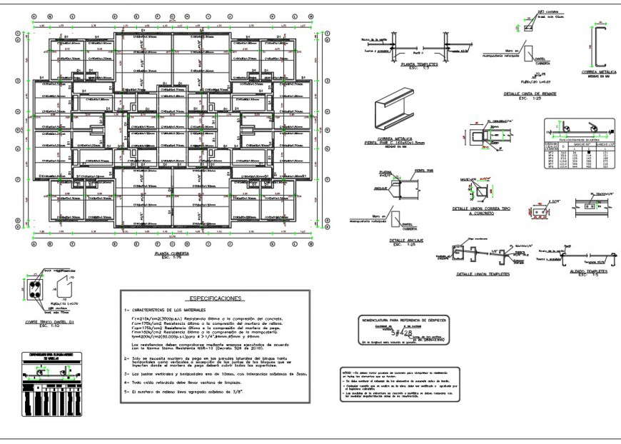 Table anchor specification dwg file