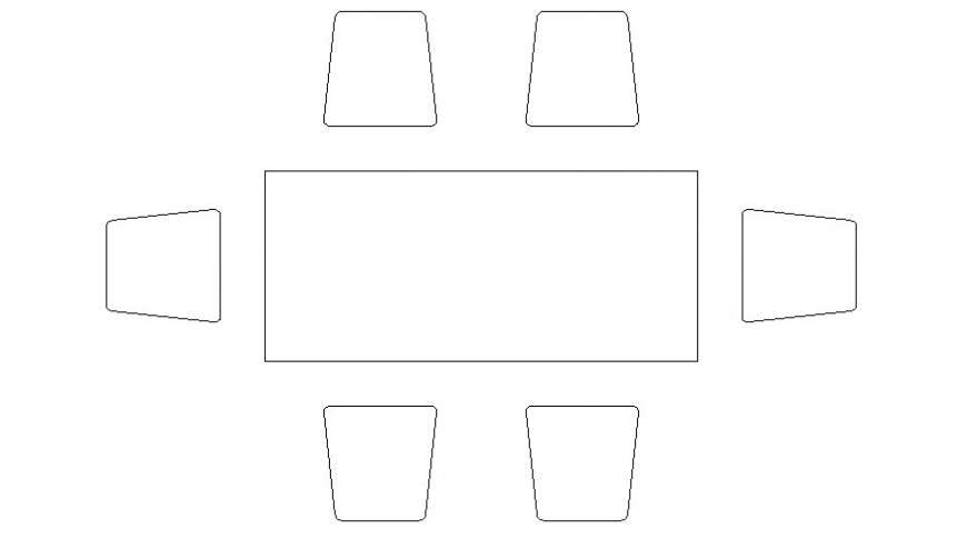 Table furniture blocks with chair drawing in AutoCAD