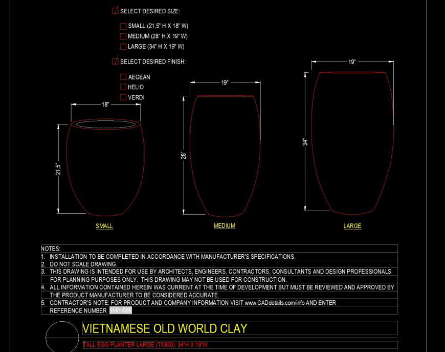 Tall egg planter in dwg file.