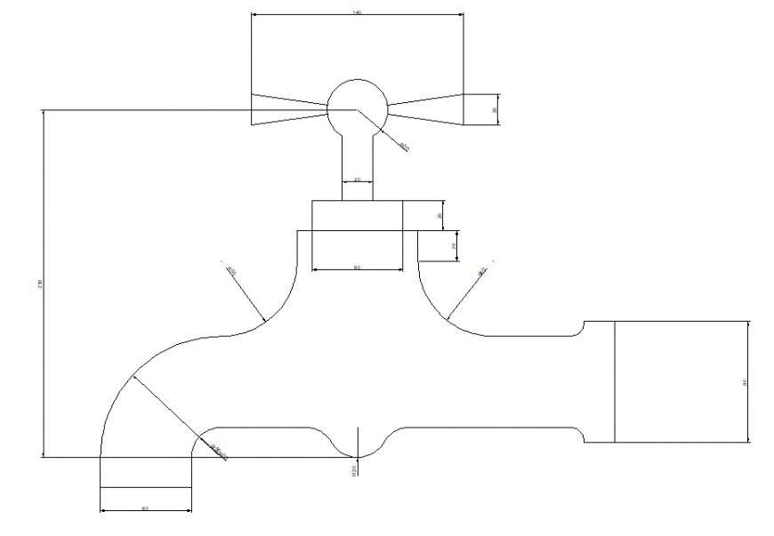 Tap drawings 2d view CAD elevation of plumbing blocks dwg file