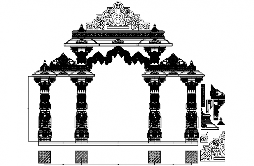 Temple entrance gate drawing autocad software file