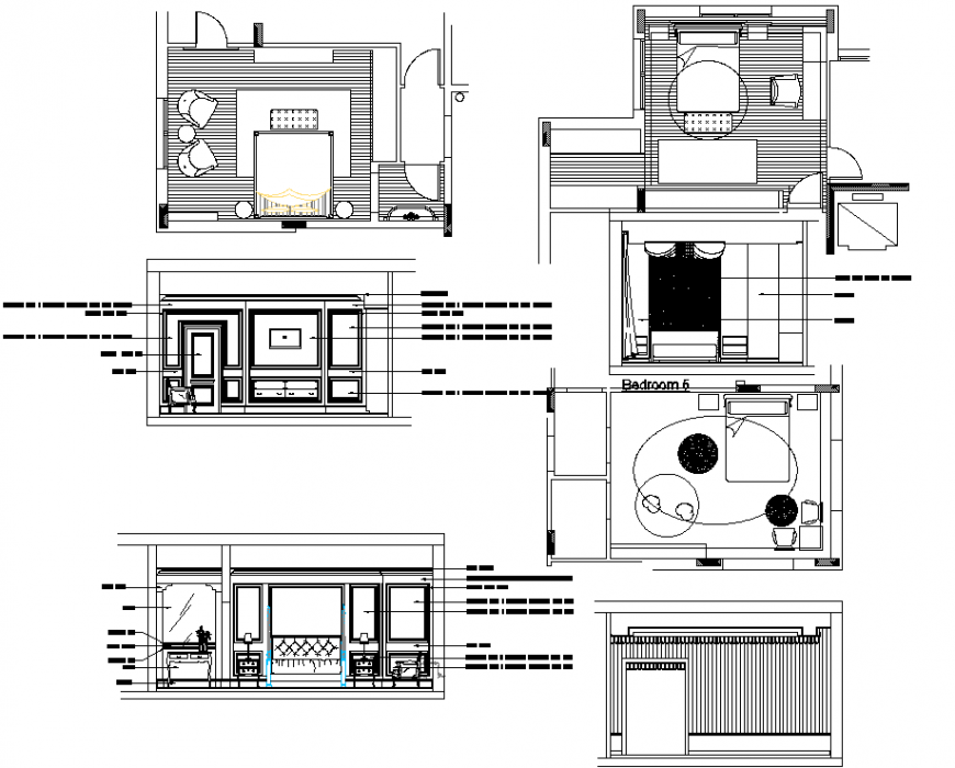 The bed room plan furnish detailing of dwg file.