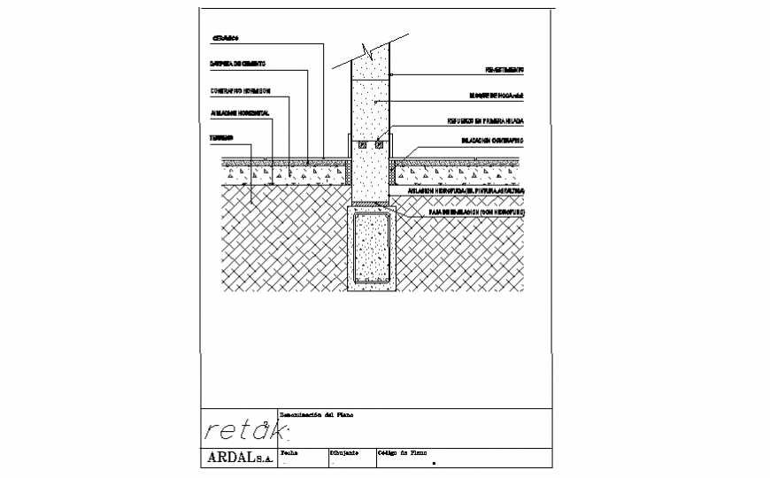 The column to wall section layout file