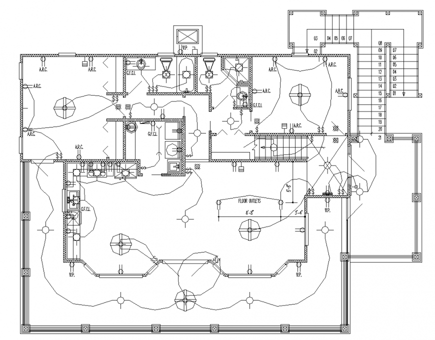 The electric layout plan detailed dwg file.