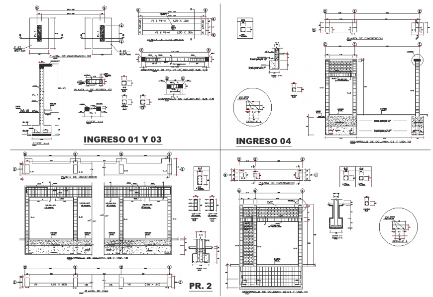 The foundation plan with  detailing & dwg file.