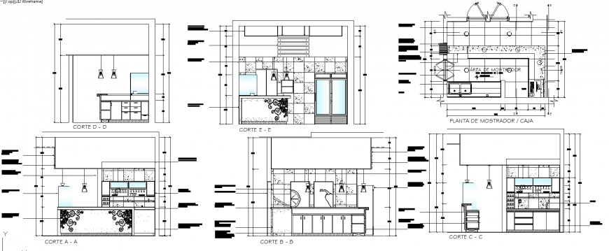 The kitchen plan with furnish detailing of dwg file.