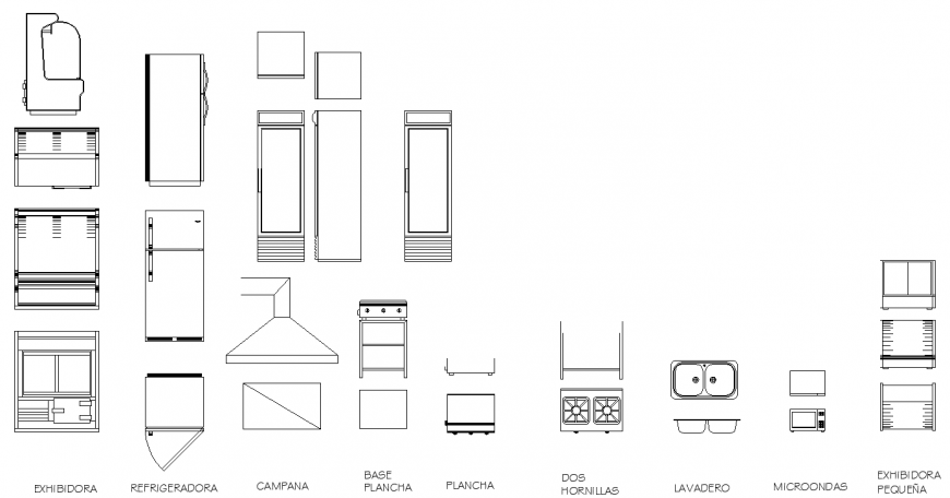 The kitchen furnitures plan detail dwg file.