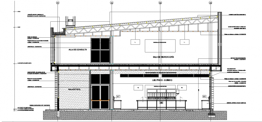 The plan of  spout detail and concrete counter tops laboratory detail dwg file.