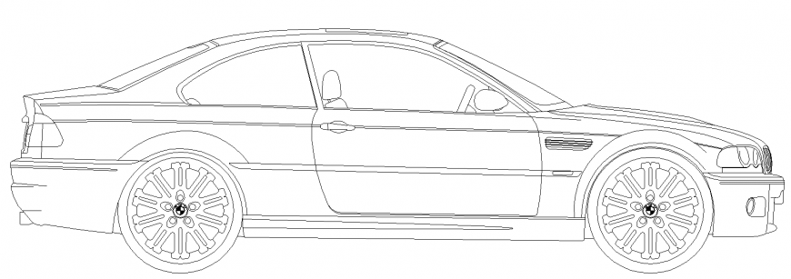 The plan of a four wheeler vehicle with a detail dwg file.