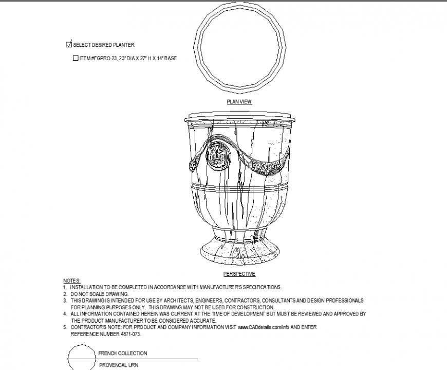 The pot plan with a designed with detailed dwg file.