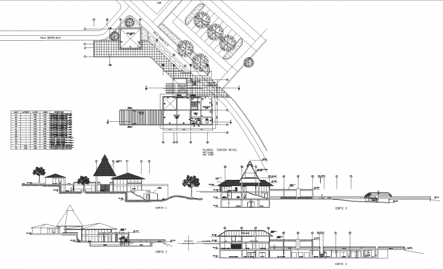 The resort structural plan detailed dwg file.