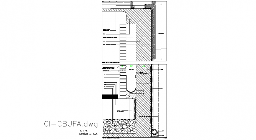 The section plan with detailing dwg file.