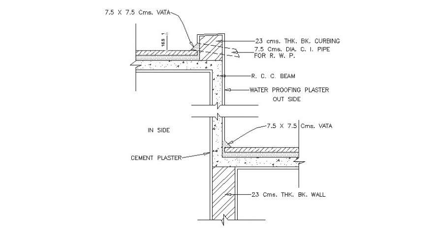Thick side wall construction cad drawing details dwg file