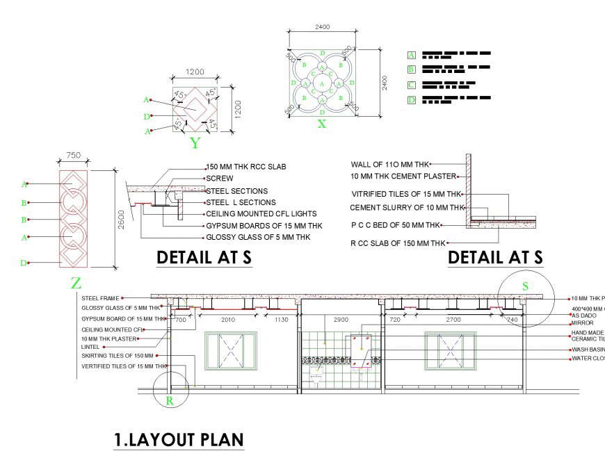 Toilet section plan dwg file