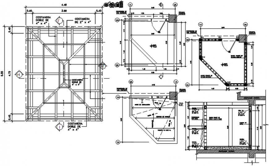 Top roof construction project details 2d