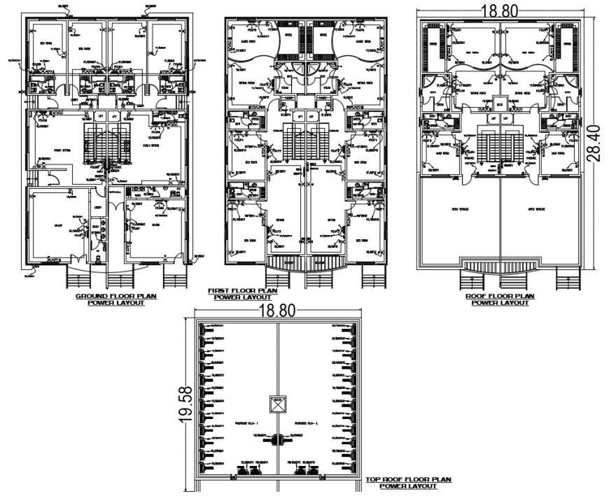 Top roof floor plan autocad file