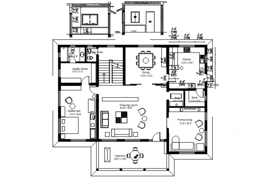 Top view architecture layout of house