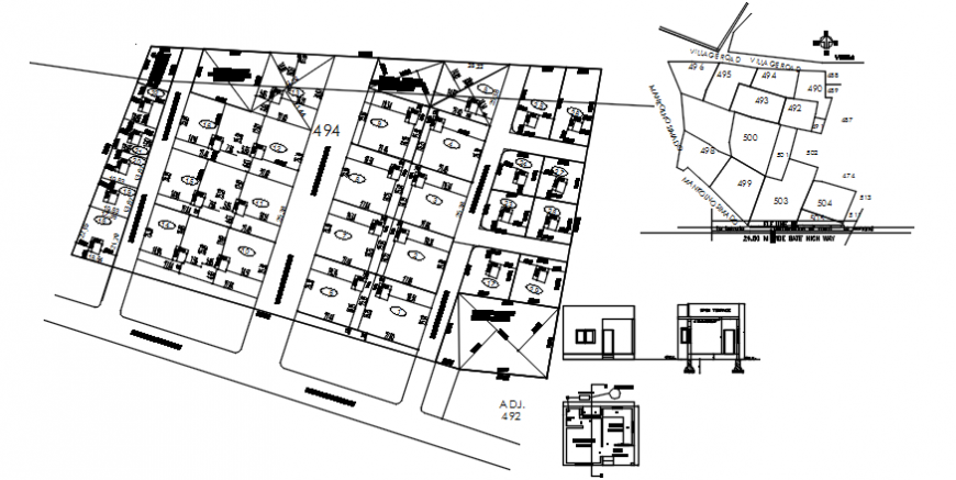 Top view construction plan 2d sections