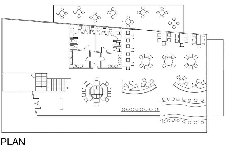 Top view furniture area details of a boat restaurant