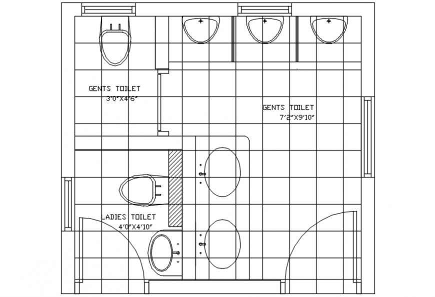 Top view layout plan of toilet