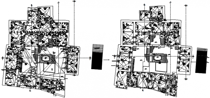 Top view of construction project detail cad file.