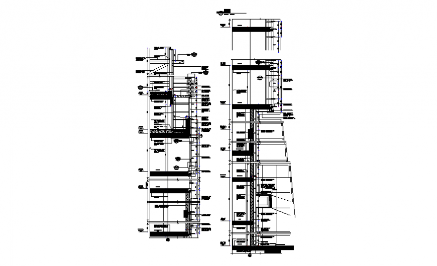 Tower wall section plan autocad file