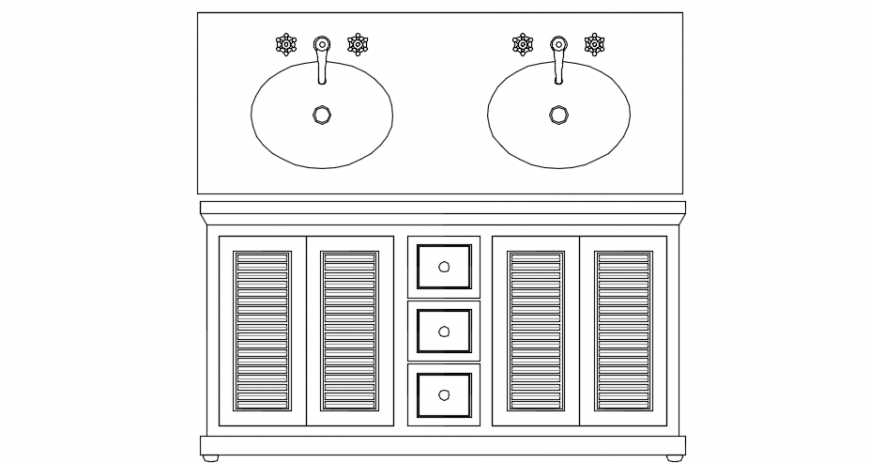 Traditional vanity basin elevation model