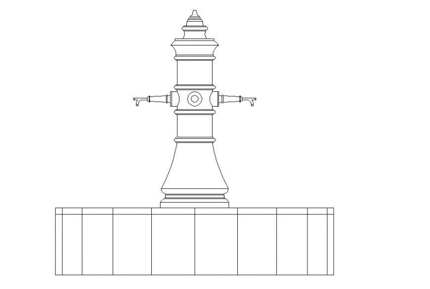 Traditional water pump 2d detailing dwg file