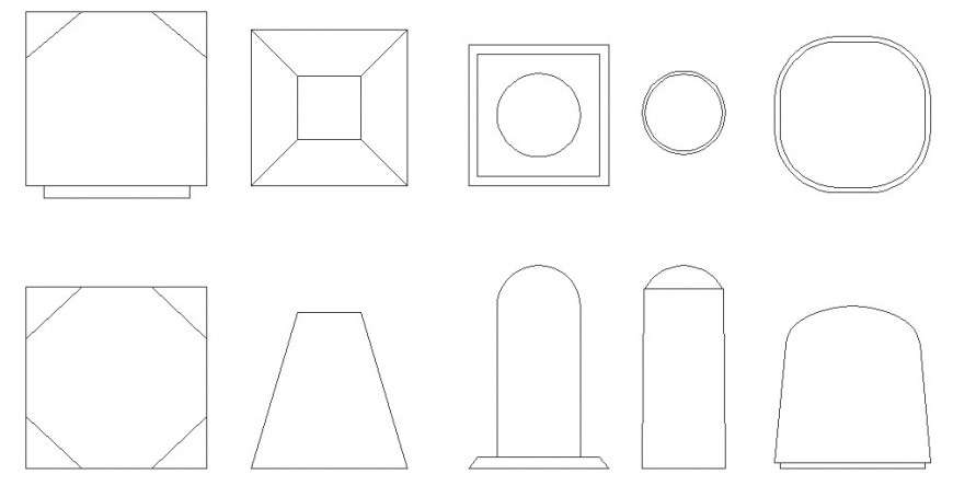 Traffic bollards plan autocad file