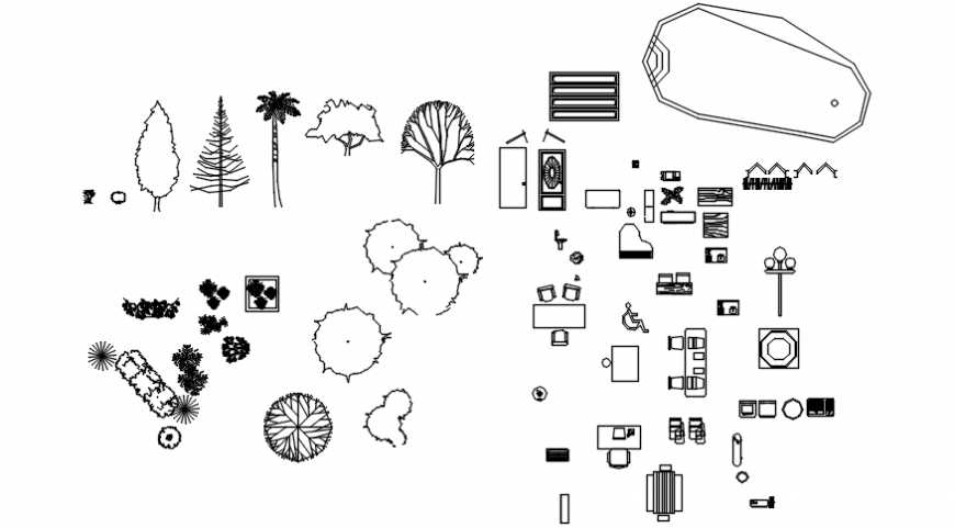 Tree and plant different block with other detail in AutoCAD file