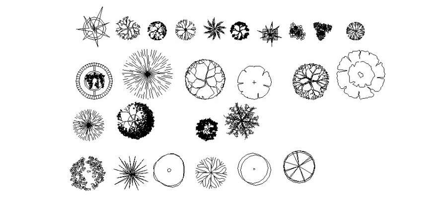 Tree plan  of different block in AutoCAD