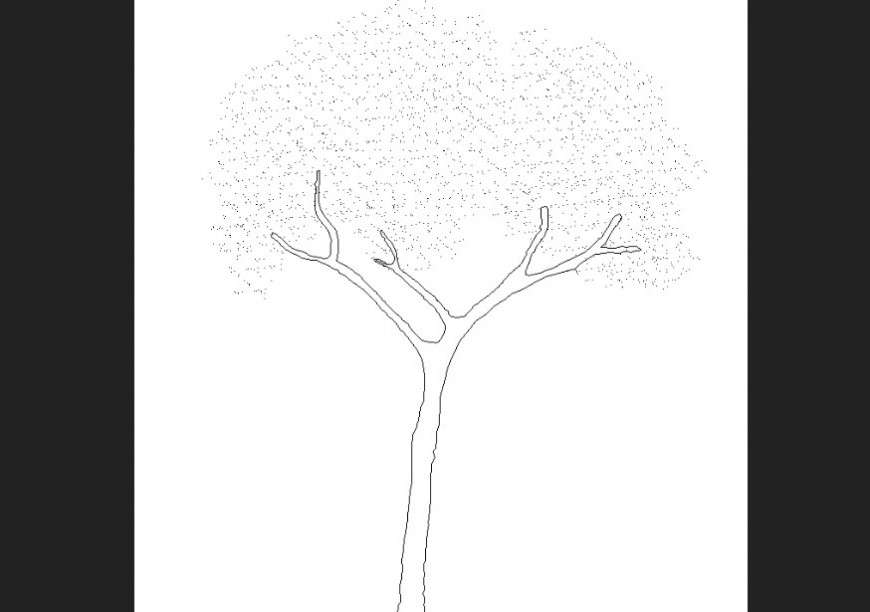 Tree plan of deciduous with detailing dwg file.