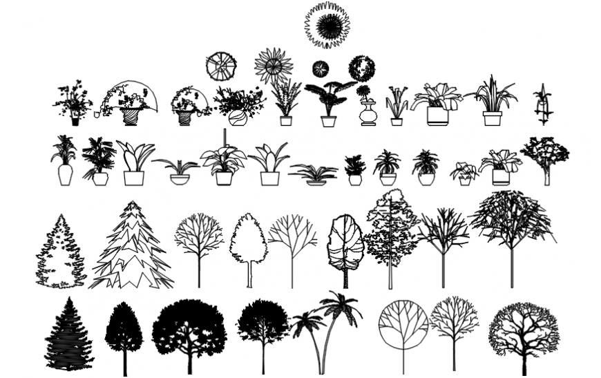 Trees and plants cad block