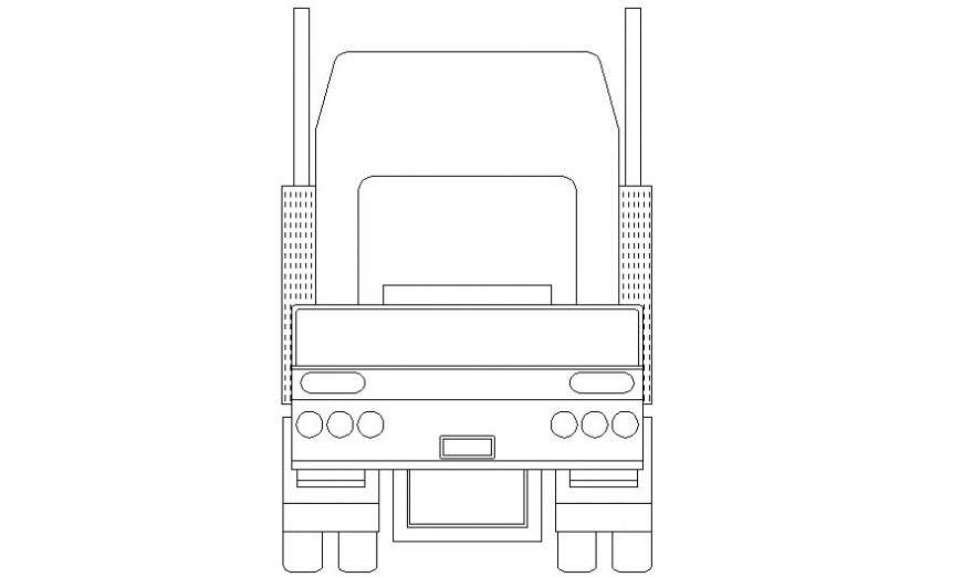 Truck 2d view transportation units drawing in autocad