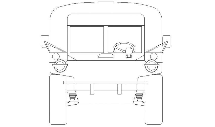 Truck elevation drawing 2d view in transportation in autocad