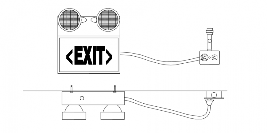 Twin head emergency light front model detail