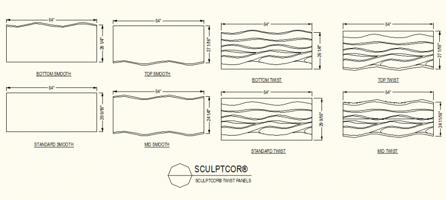 Twist panels detail plan dwg file