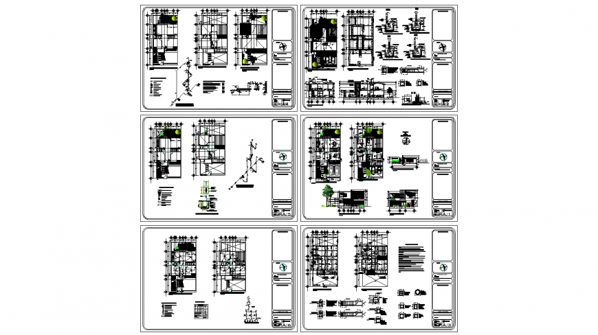 Two-flooring house floor plan, electrical plan, sanitary and construction details dwg file