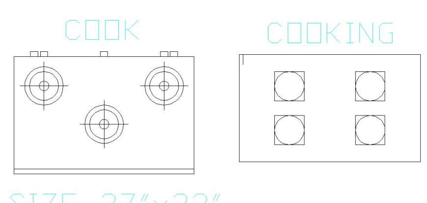 Two gas stove top view elevation blocks cad drawing details dwg file