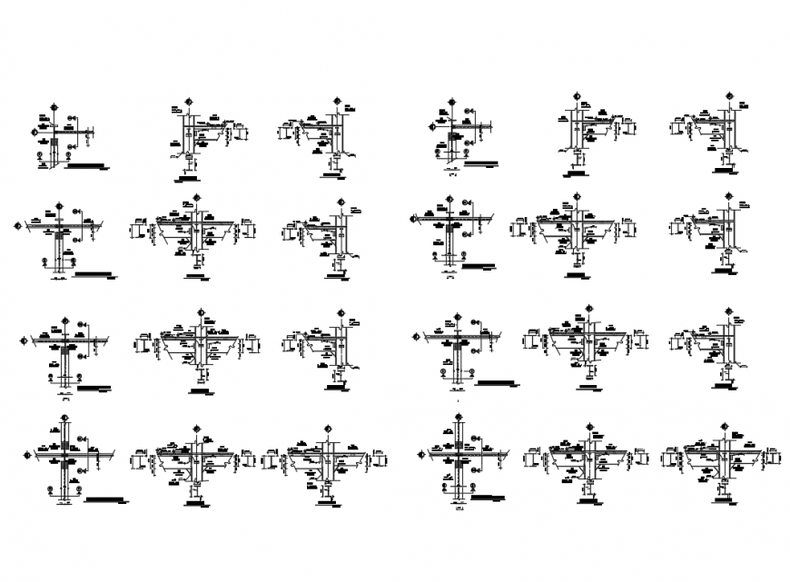 Two level house building column and beam constructive structure details dwg file
