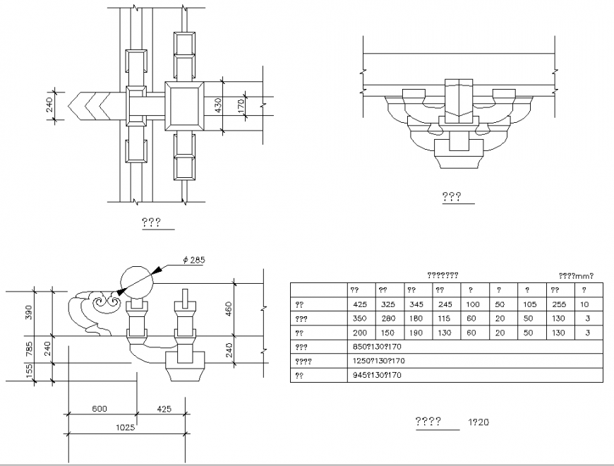 Types of column drawing in dwg file.