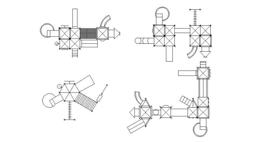 Types of garden play house plan drawing in AutoCAD file.