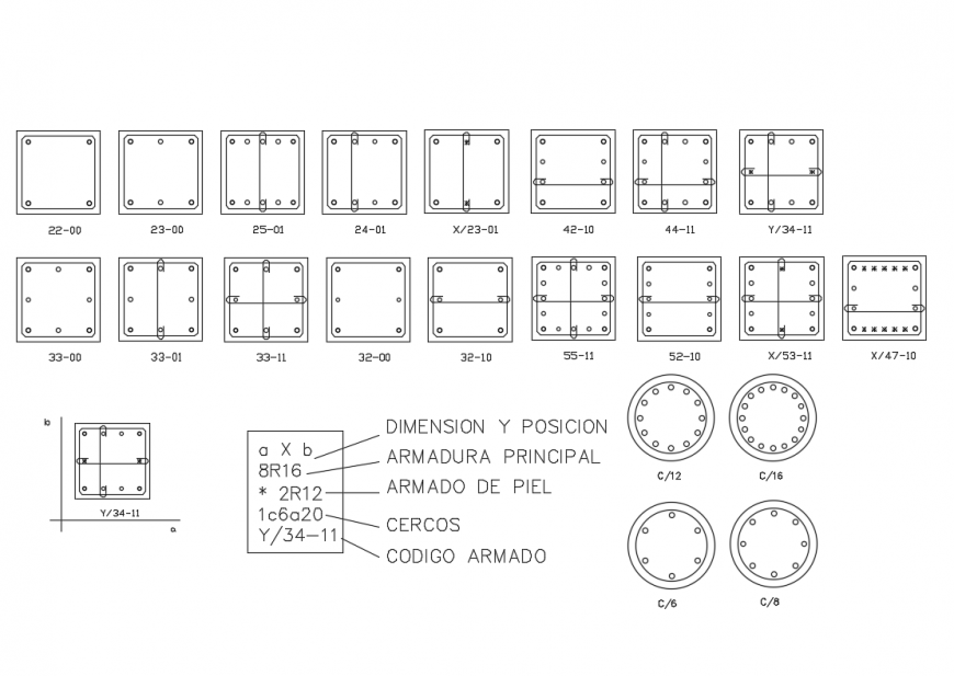 Types of pillars cad drawing details dwg file