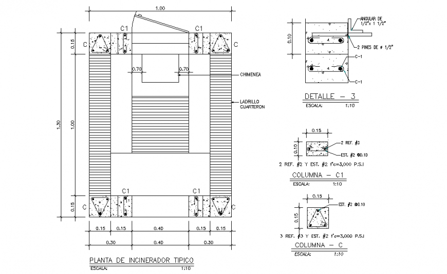 Typical incinerator plan & Section Detail