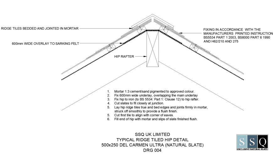 Typical ridge tiled hip detail dwg file
