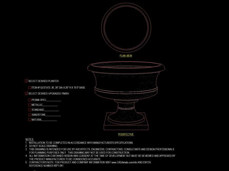 Unique pot planter in dwg file.