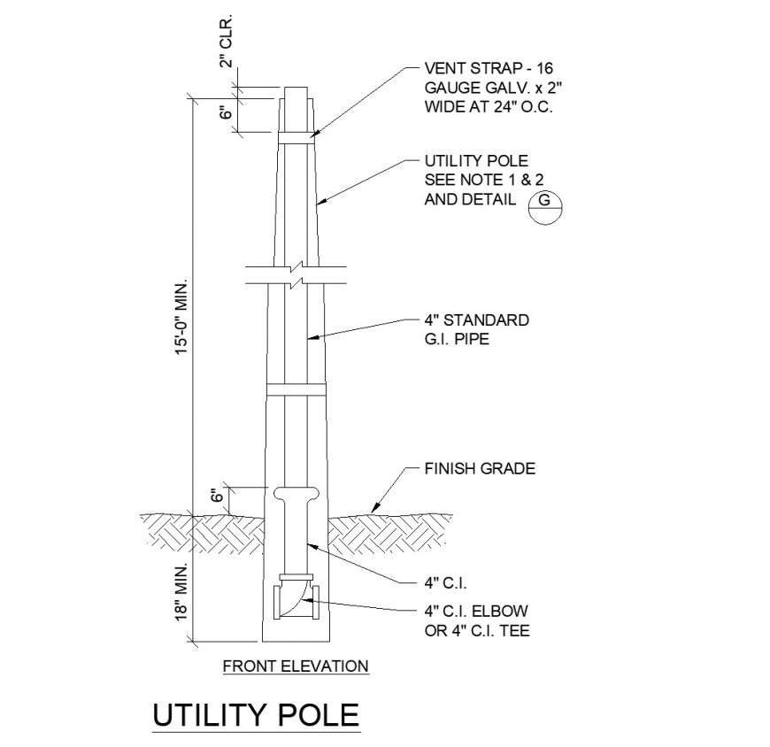 Utility Pole elevation autocad file