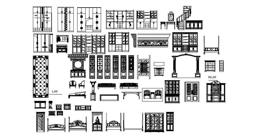 Various furniture and other door block drawing in autocad
