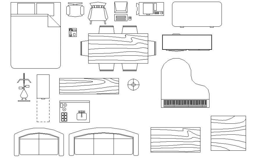 Household Furniture Units Layout Drawing in AutoCAD file