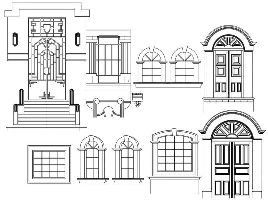Various types of doors detailing dwg files